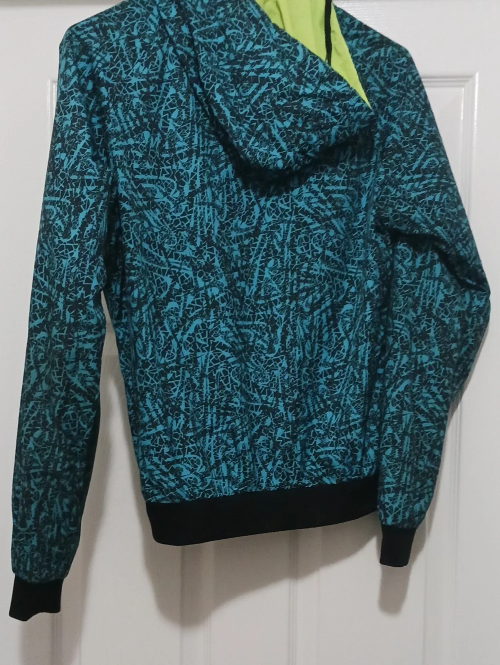 Nike Womens Medium Teal & Neon Yellow Hooded Windbreaker